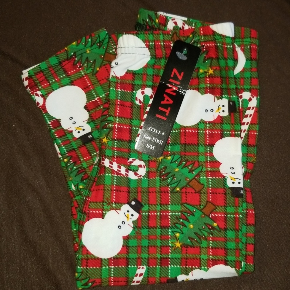 Snowman, candy canes, christmas tree leggings
